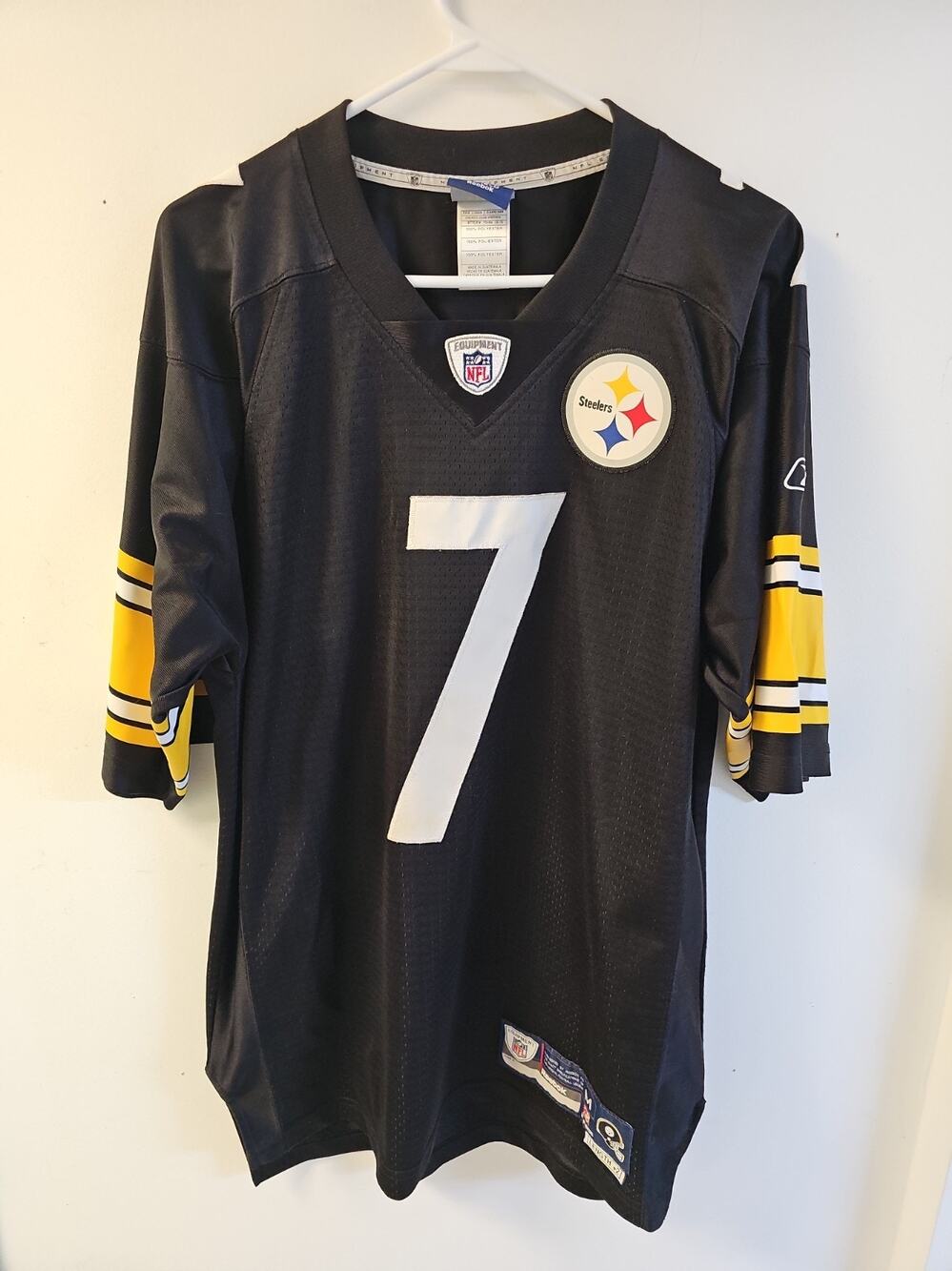 Reebok Ben Roethlisberger #7 Pittsburgh Steelers NFL Jersey Sz M Black Stitched